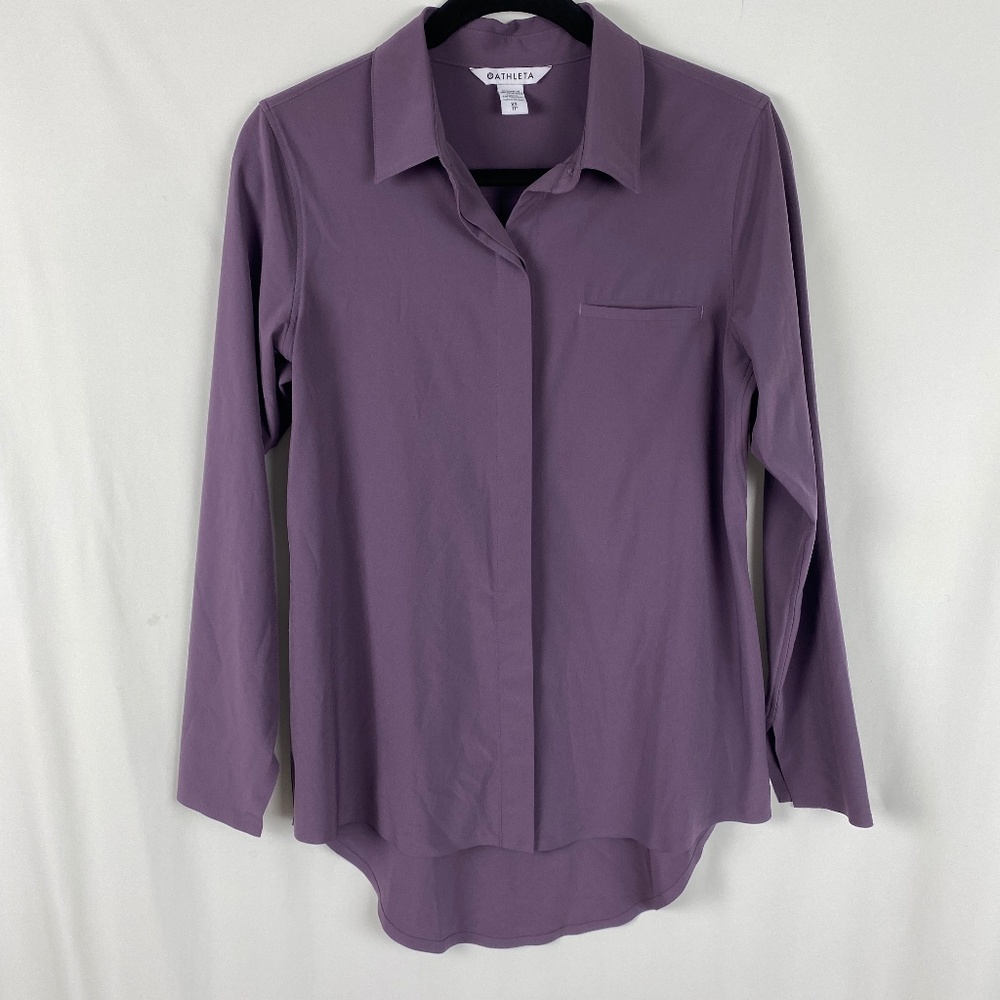 Urbanite Button Up Top Purple Long Sleeves Collared UPF 50